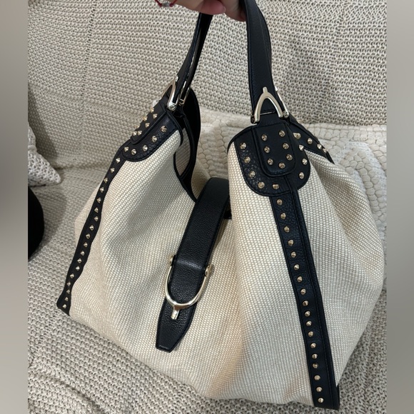 GUCCI Straw Large Soft Stirrup Shoulder Bag White, new without tags - Picture 14 of 15